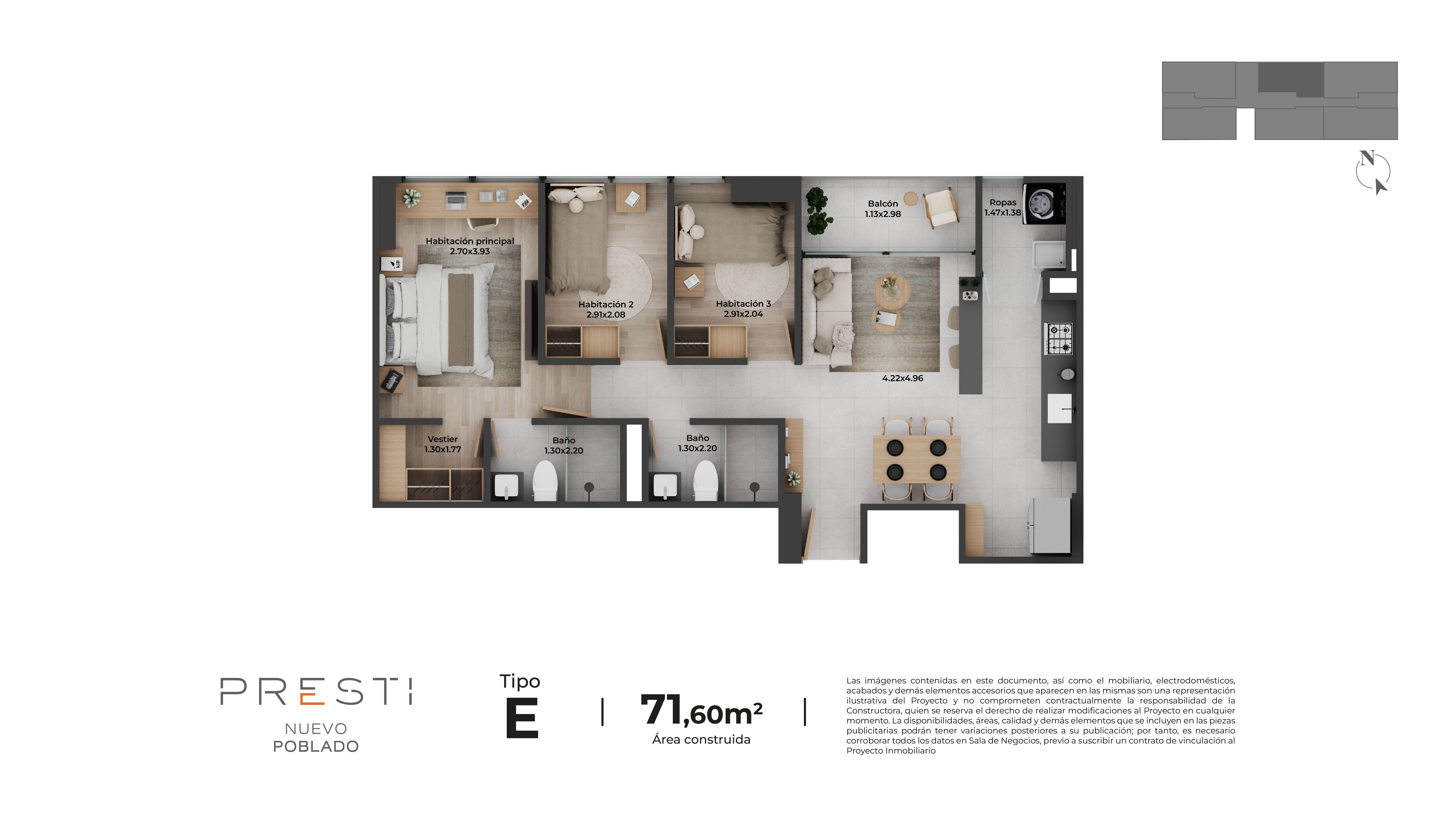 Proyectos Vivienda Nueva Presti Apartamentos Apartamento en venta Antioquia Itagüí Chimeneas 71 m2 Habitaciones 3 Baños 2 Garajes 1 Precio $578152254