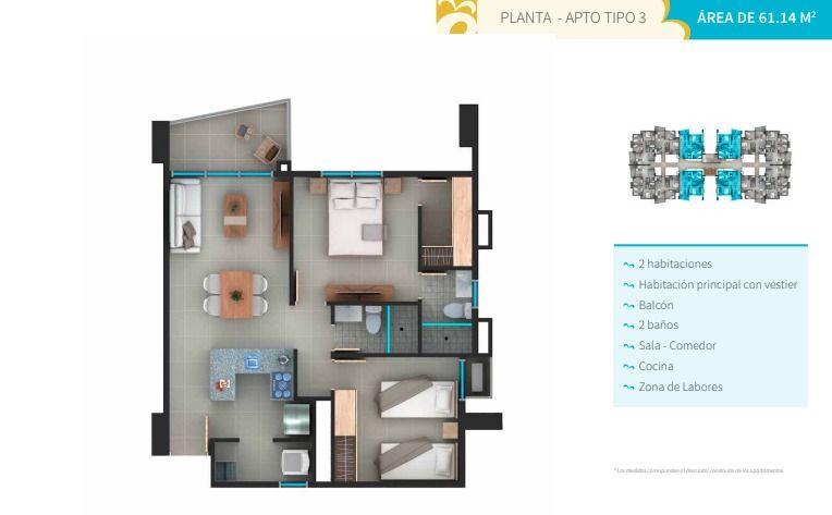  en undefined Undefined Undefined Undefined 61 m2 Habitaciones 2 Baños 2 Garajes 1 Precio $312860765