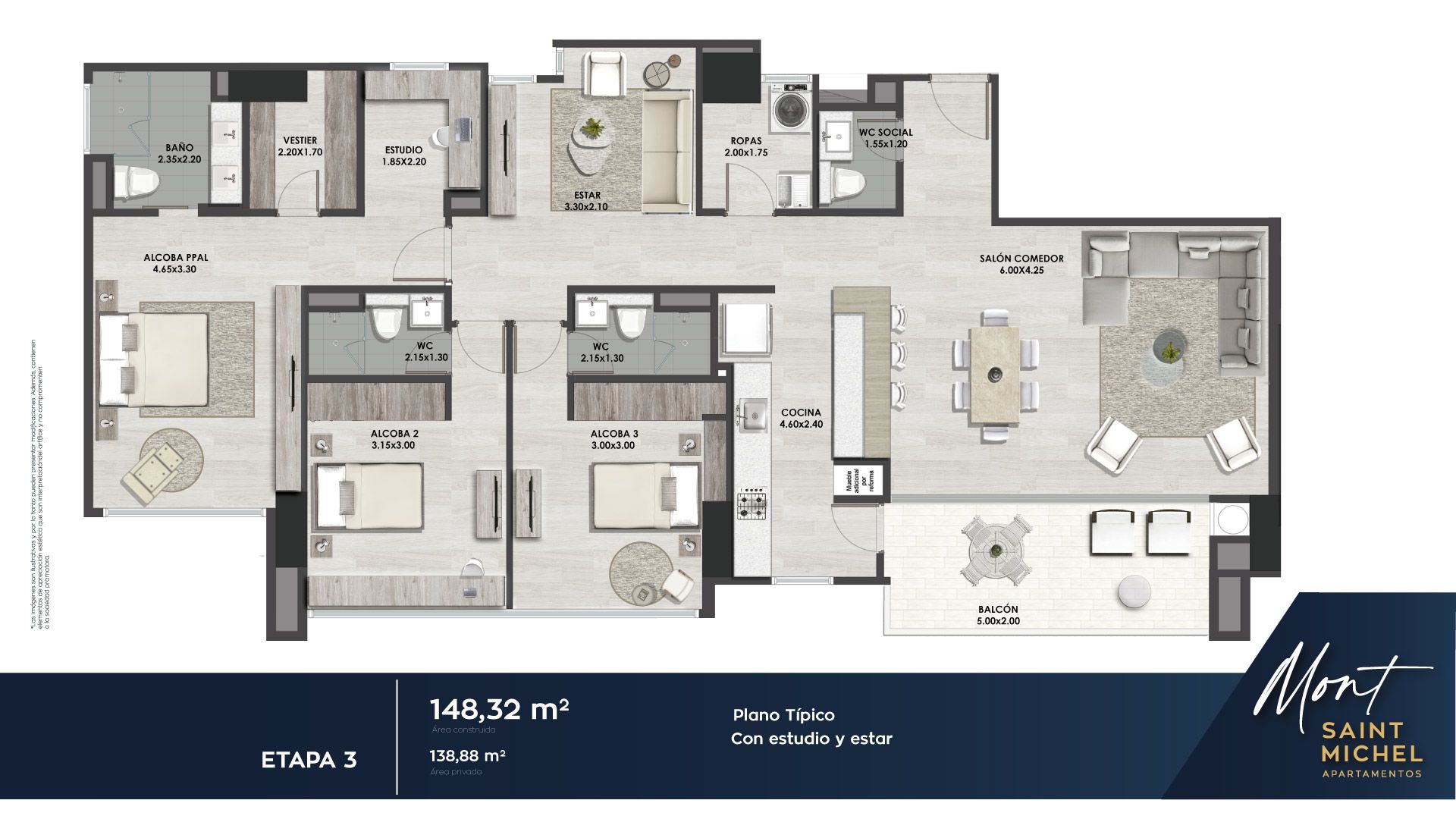 Proyectos Vivienda Nueva Saint Michel Apartamento en venta Antioquia Medellín Otros 148 m2 Habitaciones 3 Baños 4 Garajes 2 Precio $1817601495