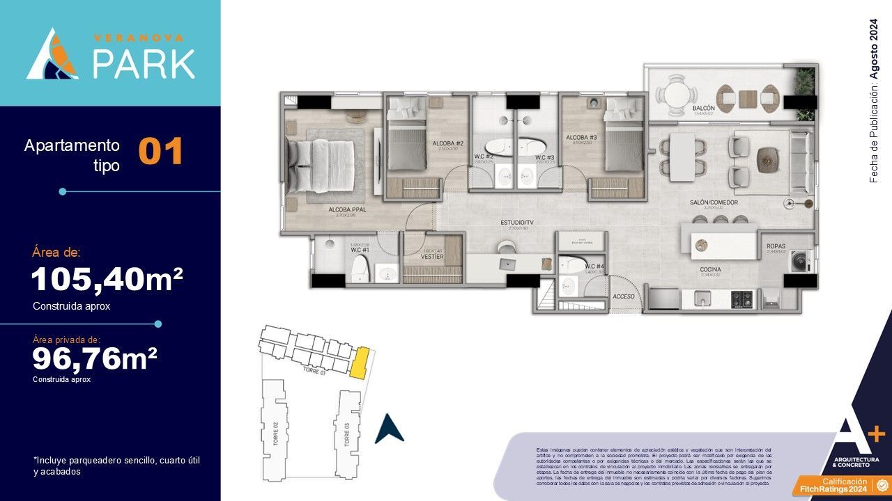 Proyectos Vivienda Nueva Veranova Park Apartamento en venta Antioquia Medellín Otros 113 m2 Habitaciones 3 Baños 3 Garajes 1 Precio $942573175