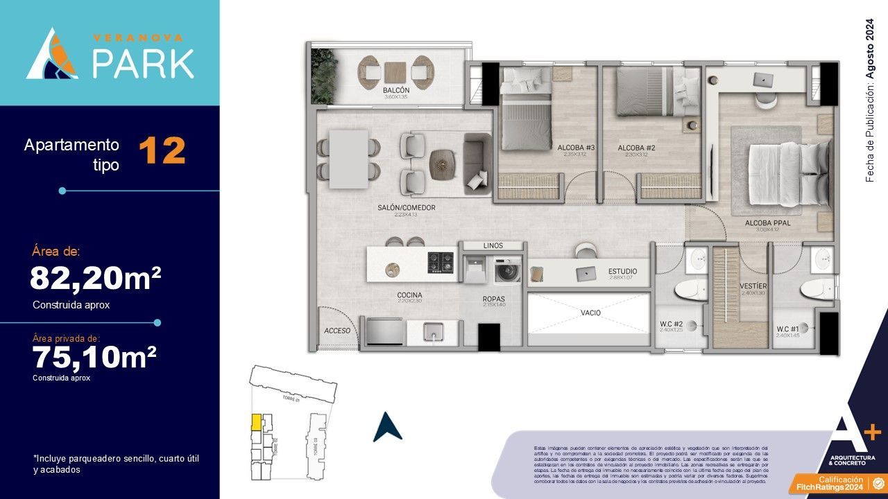 Proyectos Vivienda Nueva Veranova Park Apartamento en venta Antioquia Medellín Otros 82 m2 Habitaciones 3 Baños 2 Garajes 1 Precio $807756950