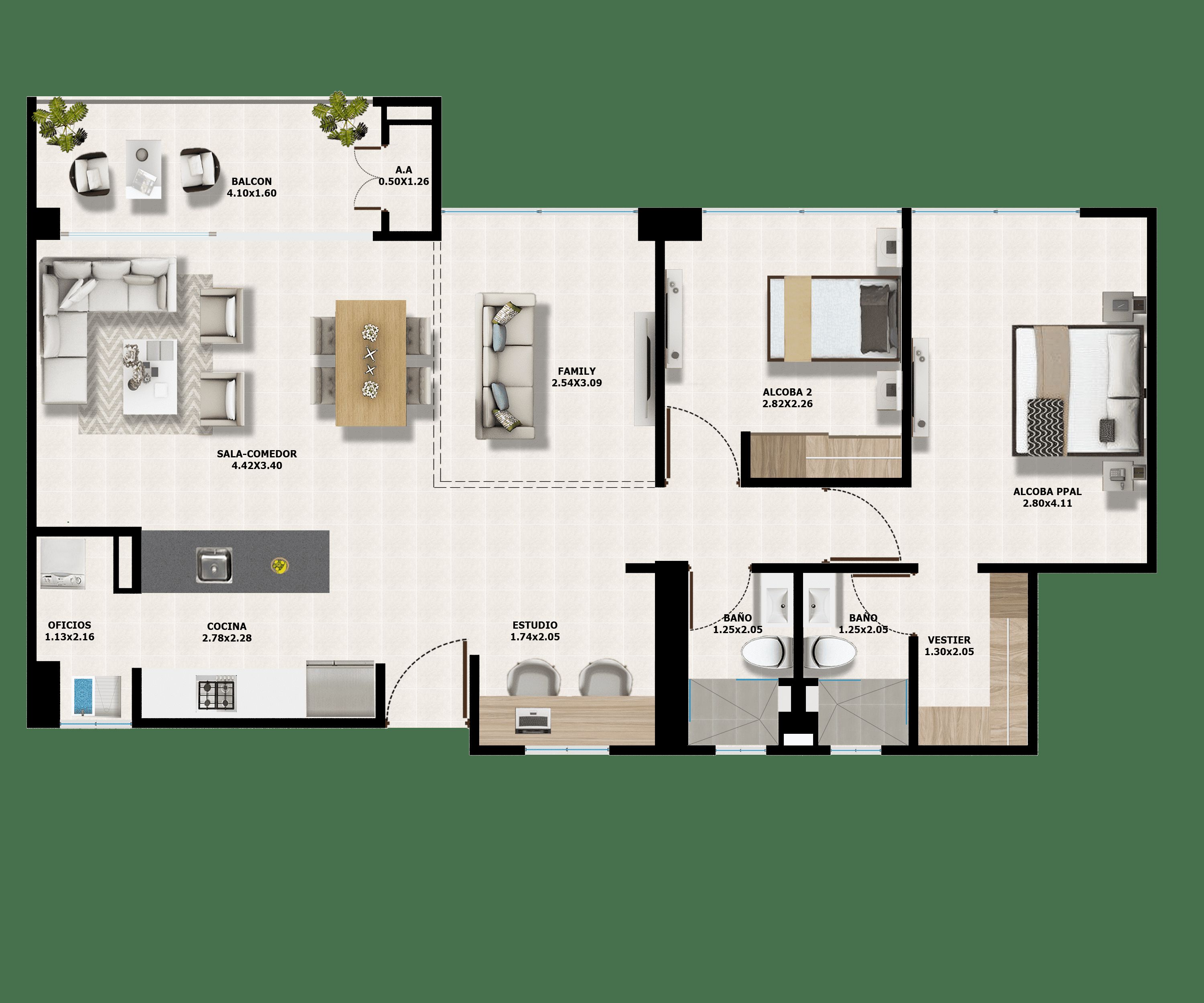 Proyectos Vivienda Nueva Portus 3-52 Apartamento en venta Valle Del Cauca Cali Urbanización La Flora 87 m2 Habitaciones 2 Baños 2 Garajes 0 Precio $692600000