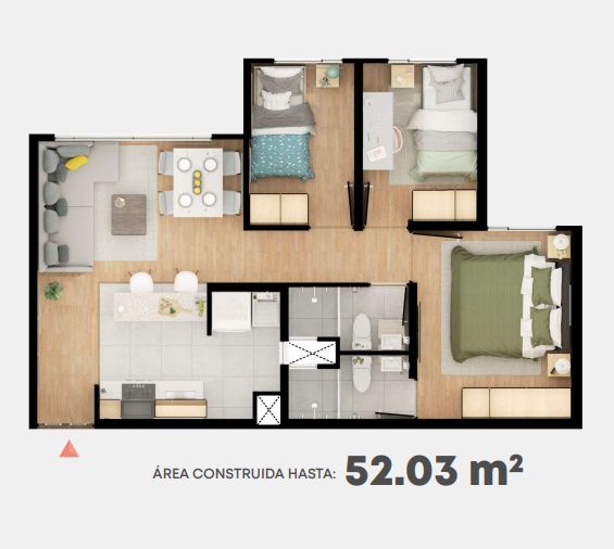 Proyectos Vivienda Nueva Portal De Los Cambulos Apartamento en venta Caldas Manizales La Castellana 52 m2 Habitaciones 3 Baños 2 Garajes 0 Precio $192173000