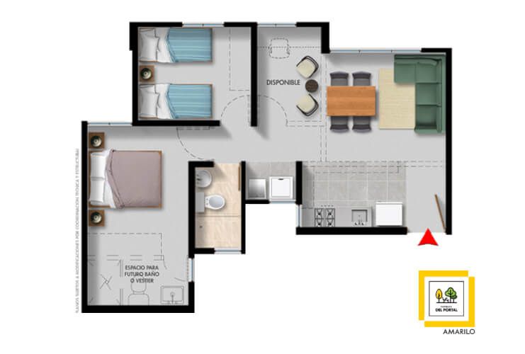 Proyectos Vivienda Nueva Ciudadela Del Portal 'parques Del Portal' Apartamento en venta Cundinamarca Bogotá Usme 45 m2 Habitaciones 2 Baños 1 Garajes 0 Precio $197000000