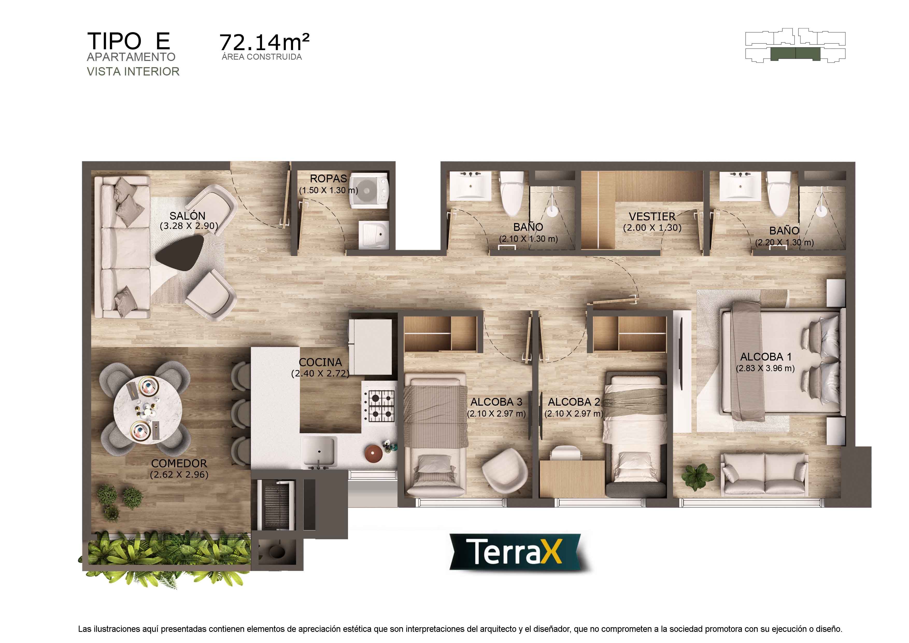 Vivienda No VIS Bosques De La Fontana Apartamento en venta Antioquia Rionegro Rionegro 0 m2 Habitaciones 3 Baños 2 Garajes 1 Precio $638330011