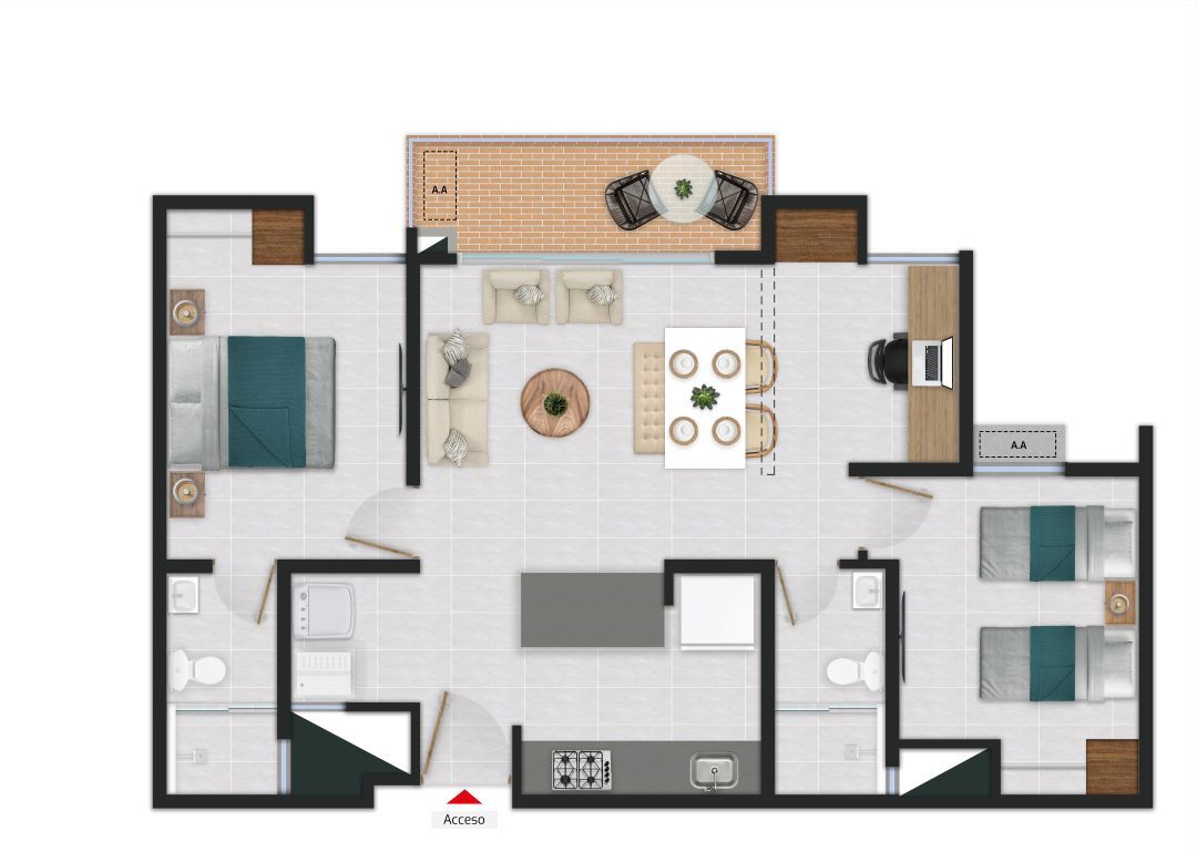 Proyectos Sobre Planos Costa Azul Club De Playa Apartamento en venta Atlántico Barranquilla Villa Campestre 65 m2 Habitaciones 2 Baños 2 Garajes 1 Precio $335000000