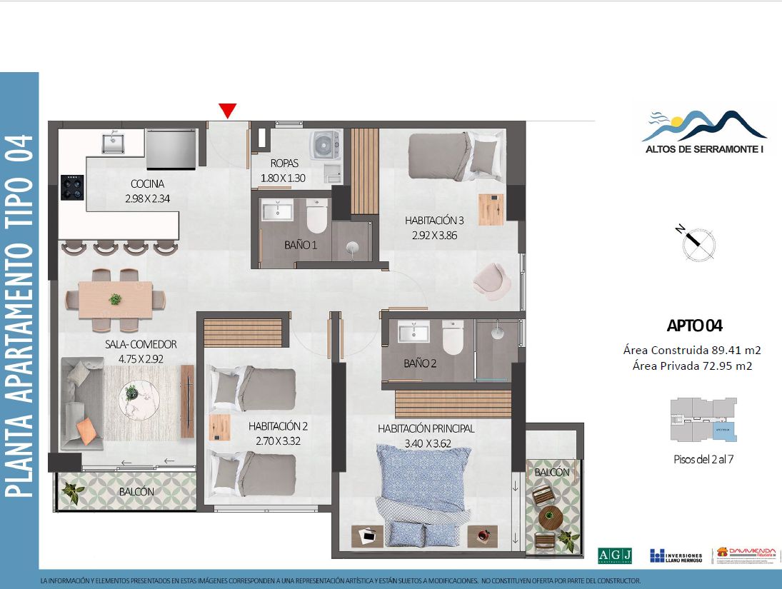 Proyectos Vivienda Nueva Altos De Serramonte I Apartamento en venta Meta Villavicencio Cr Serramonte Et Iv 89 m2 Habitaciones 3 Baños 2 Garajes 1 Precio $530000000